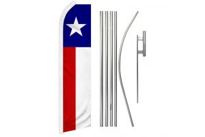 Texas Superknit Polyester Swooper Flag Size 11.5ft by 2.5ft & 6 Piece Pole & Ground Spike Kit