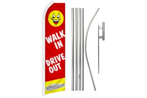 Walk In Drive Out (Red) Super Flag & Pole Kit