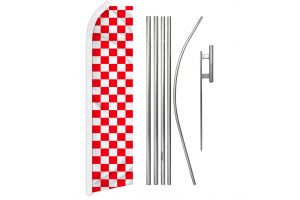Red & White Checkered Super Flag & Pole Kit