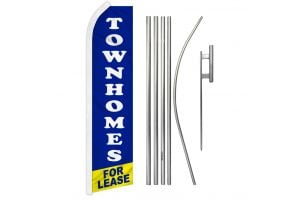 Townhomes for Lease Superknit Polyester Swooper Flag Size 11.5ft by 2.5ft & 6 Piece Pole & Ground Spike Kit