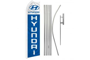 Hyundai Superknit Polyester Swooper Flag Size 11.5ft by 2.5ft & 6 Piece Pole & Ground Spike Kit
