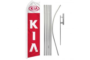 Kia Superknit Polyester Swooper Flag Size 11.5ft by 2.5ft & 6 Piece Pole & Ground Spike Kit