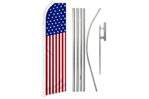 USA 50 Stars Super Flag & Pole Kit