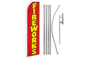 Fireworks (Red) Super Flag & Pole Kit