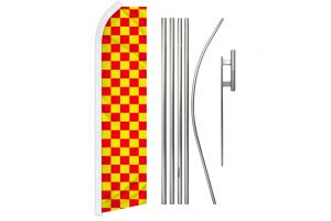 Red & Yellow Checkered Super Flag & Pole Kit