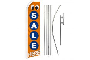 Sale Here Superknit Polyester Swooper Flag Size 11.5ft by 2.5ft & 6 Piece Pole & Ground Spike Kit