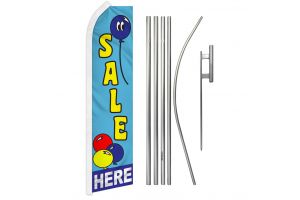 Sale Here (Balloons) Super Flag & Pole Kit