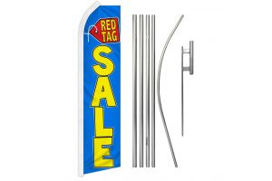 Red Tag Sale Blue Super Flag & Pole Kit