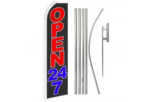 Open 24/7 Super Flag & Pole Kit