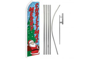 Merry Christmas (Snow) Super Flag & Pole Kit