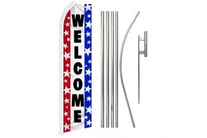 Welcome (Stars RWB) Super Flag & Pole Kit