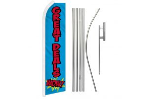 Great Deals Wow! Superknit Polyester Swooper Flag Size 11.5ft by 2.5ft & 6 Piece Pole & Ground Spike Kit