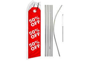 50% Off Superknit Polyester Swooper Flag Size 11.5ft by 2.5ft & 6 Piece Pole & Ground Spike Kit