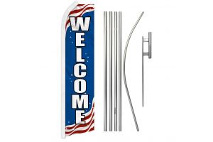 Welcome (Patriotic) Super Flag & Pole Kit