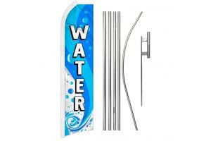 Water Superknit Polyester Swooper Flag Size 11.5ft by 2.5ft & 6 Piece Pole & Ground Spike Kit