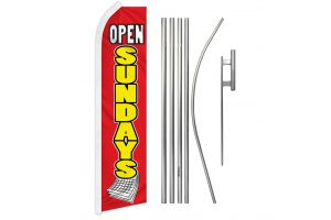 Open Sundays (Red & Yellow) Super Flag & Pole Kit