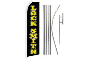 Locksmith Superknit Polyester Swooper Flag Size 11.5ft by 2.5ft & 6 Piece Pole & Ground Spike Kit