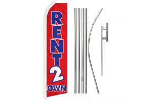 Rent 2 Own Superknit Polyester Swooper Flag Size 11.5ft by 2.5ft & 6 Piece Pole & Ground Spike Kit