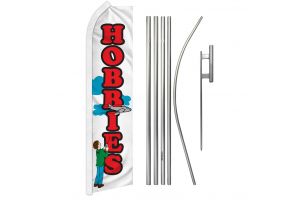 Hobbies Superknit Polyester Swooper Flag Size 11.5ft by 2.5ft & 6 Piece Pole & Ground Spike Kit