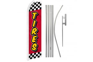 Tires (Red Checkered) Super Flag & Pole Kit
