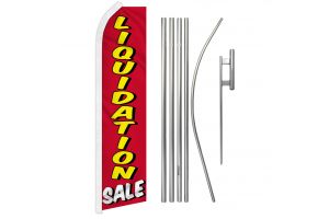 Liquidation Sale Superknit Polyester Swooper Flag Size 11.5ft by 2.5ft & 6 Piece Pole & Ground Spike Kit