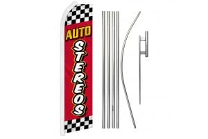 Auto Stereos (Red Checkered) Super Flag & Pole Kit