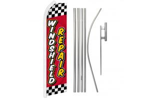 Windshield Repair (Red Checkered) Super Flag & Pole Kit