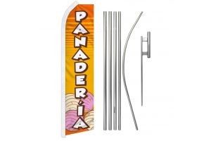 Panaderia Superknit Polyester Swooper Flag Size 11.5ft by 2.5ft & 6 Piece Pole & Ground Spike Kit