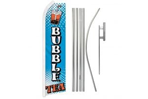 Bubble Tea Superknit Polyester Swooper Flag Size 11.5ft by 2.5ft & 6 Piece Pole & Ground Spike Kit