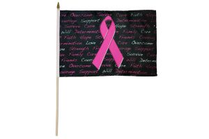 Pink Ribbon (Inscriptions) 12x18in Stick Flag