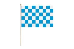 Blue & White Checkered 12x18in Stick Flag