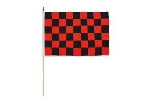 Red & Black Checkered 12x18in Stick Flag
