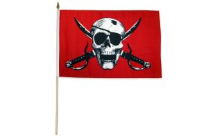 Crimson Pirate 12x18in Stick Flag
