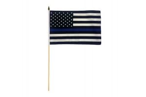 Thin Blue Line USA 12x18in Grave Marker Stick Flag