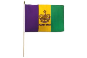 Mardi Gras (Crown) 12x18in Stick Flag
