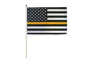Thin Gold Line USA 12x18in Stick Flag