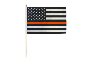 Thin Orange Line USA 12x18in Stick Flag