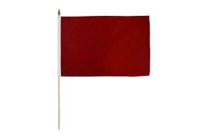 Burgundy Solid Color Stick Flag 12in by 18in on 24in Wooden Dowel