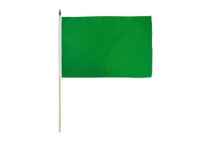 Green Solid Color Stick Flag 12in by 18in on 24in Wooden Dowel