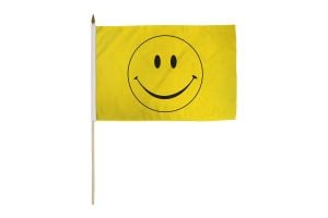 Happy Face (Yellow) 12x18in Stick Flag