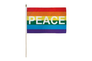 Rainbow Peace Letters 12x18in Stick Flag