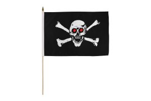 Red Eyes Pirate 12x18in Stick Flag