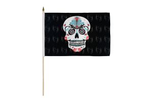 Sugar Skull 12x18in Stick Flag
