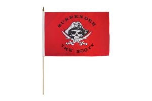 Surrender the Booty (Red) Pirate  12x18in Stick Flag