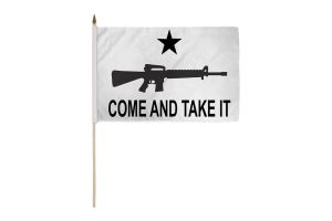 Come and Take It (Rifle White) 12x18in Stick Flag