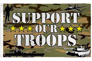 Support our Troops (Camo)  Flag 3x5ft Poly