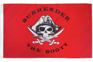 Surrender the Booty (Red) Pirate Flag 3x5ft Poly