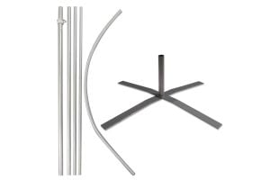 15ft Windless Banner Flag Pole & X-Stand 6 Piece Kit