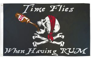 Time Flies When Having Rum Pirate Flag 3x5ft Poly