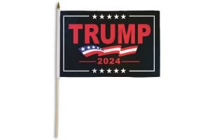 Trump 2024 (Black) 12x18in Stick Flag